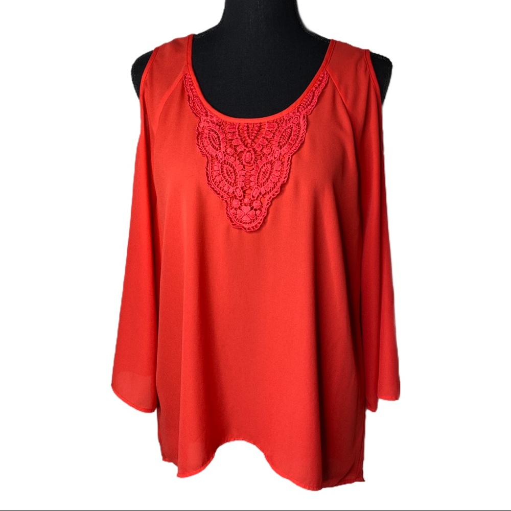Daniel Rainn Cold Shoulder Coral Shirt size Small